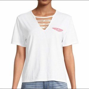 Top Gun Maverick White Women’s Strappy Vneck Shirt